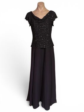 J Kara Dress Womens 8 Purple Beaded Mock Two Piece Chiffon Gown Mother of Bride